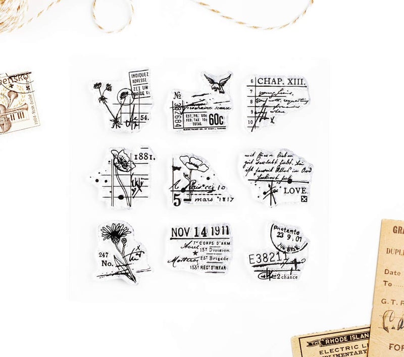 Wintertime Crafts Small Decorative Vintage 4x4 inch Clear Stamp Set by Wintertime Crafts, 1" Stamps for Scrapbooking, Mixed Media and Art Journals - Image 2